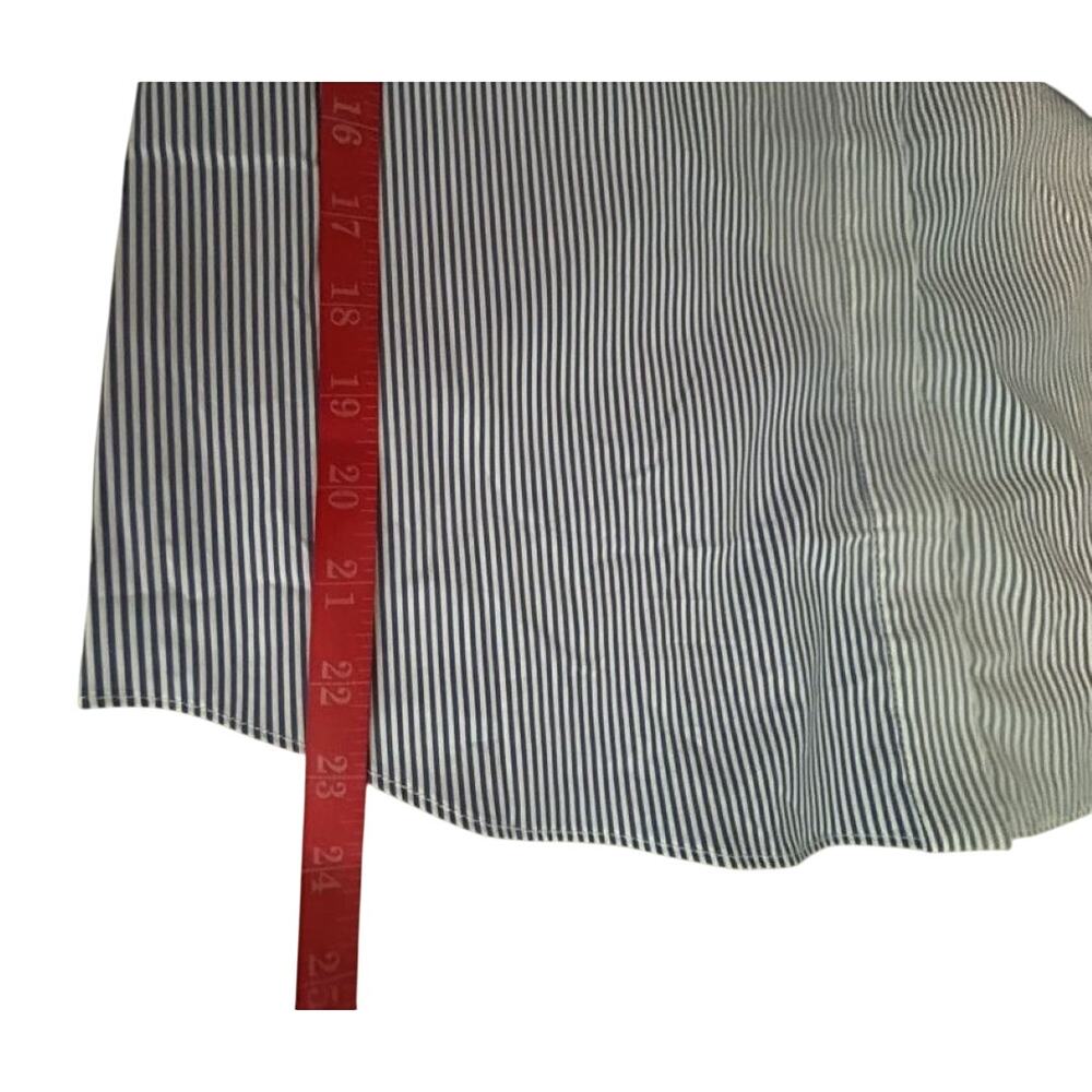 NWT English Factory Blue White Pinstripe Long Sleeve Button Up Shirt Fringe -XS - Picture 8 of 10